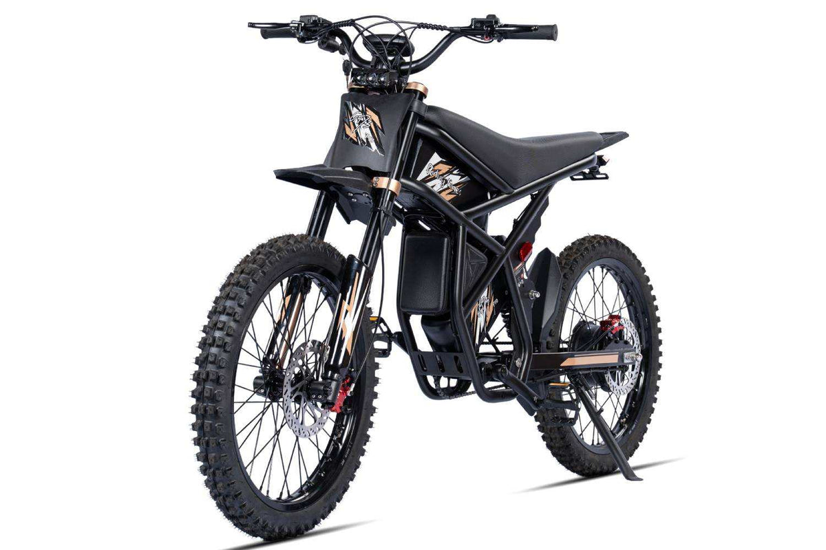Off-road electric bike GT73 Pro in black with rugged tires, aluminum frame, and dual battery setup for high performance.