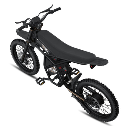 Black GT73 Pro electric motorbike with rugged off-road tires and rear gear hub motor design