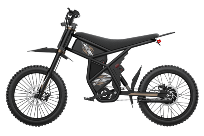 Black GT73 Pro electric motorbike with rugged off-road tires and rear gear hub motor design