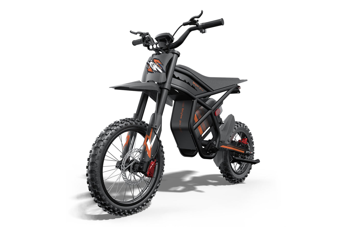 Black GT54Pro electric bike with orange accents on a white background