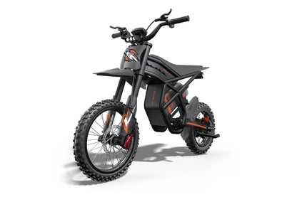 Black GT54Pro electric bike with orange accents on a white background