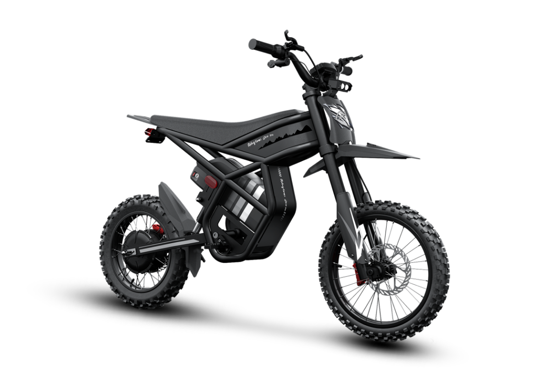 All-black GT54 Pro electric dirt bike style e-bike with off-road tires
